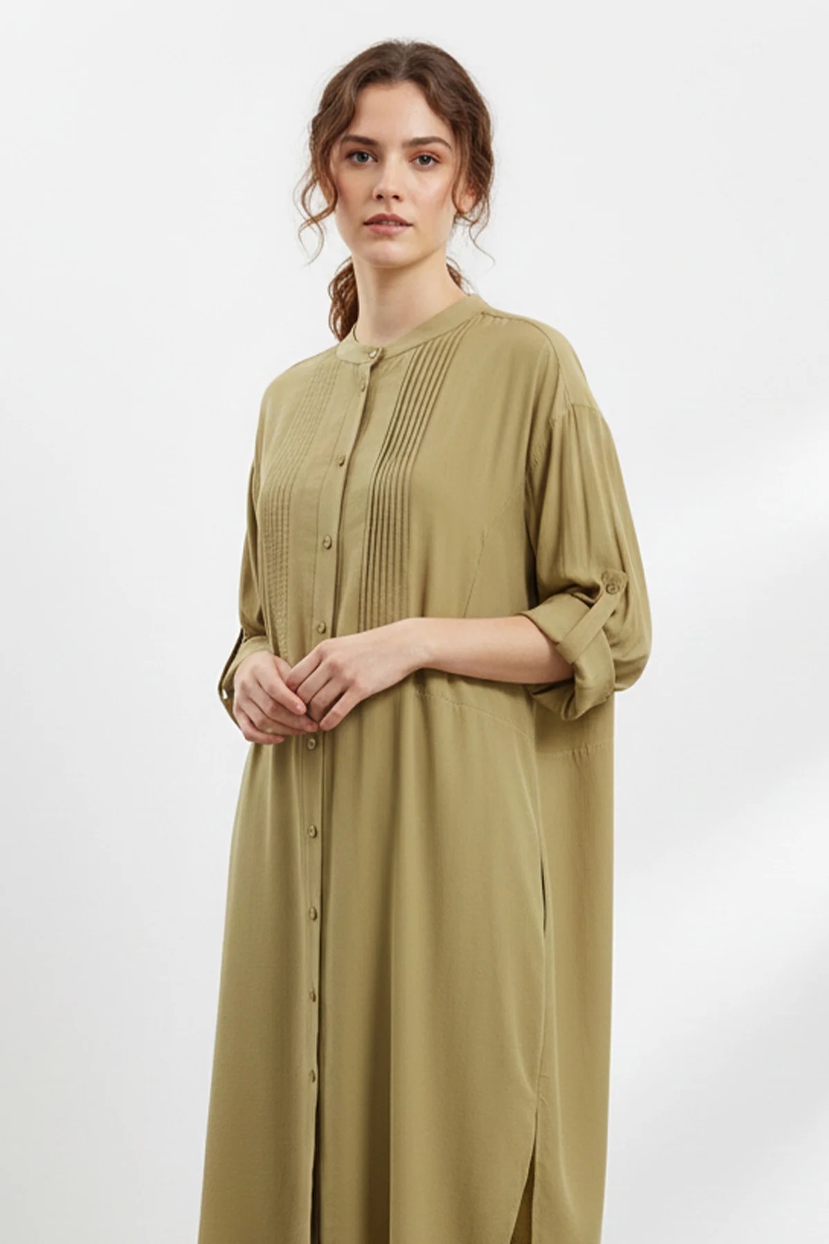 LANGE TUNIKA DAMEN OLIVE GRÜN